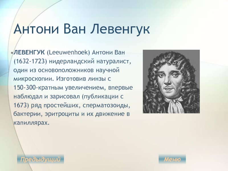 Что для биологии сделал левенгук. биография. открытие микробов и другие открытия